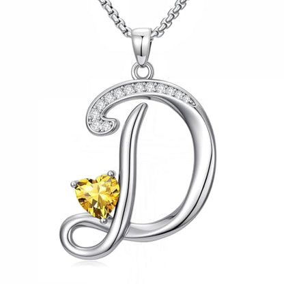 A to Z Initial Birthstone Pendant Necklaces Name Jewelry for Women | 18K White Gold Plated Personalized Alphabet Jewelry Anniversary Christmas Birthday Gifts for Wife Her Daughter Girlfriend - color: D Initial-11-Nov