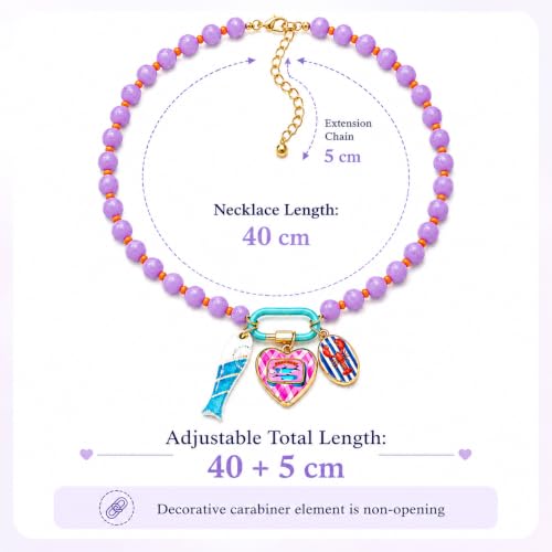 LIU JUN Colorful Beaded Necklace for Women, Chunky Boho Fish Starfish Conch Pendant Acrylic Bead Necklaces Cute Y2K Summer Beach Jewelry Gifts - color: Love+Fish