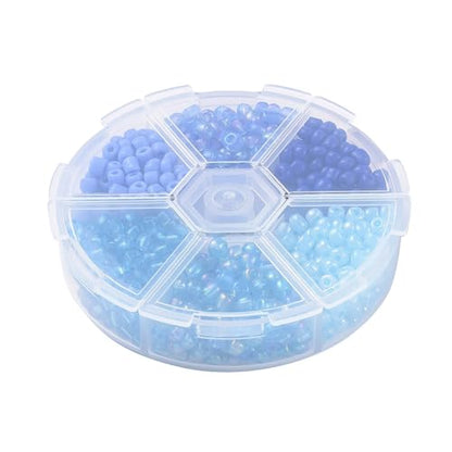 1Box 6/0 Glass Seed Beads 4mm Small Beads Round Loose Spacer Bead for DIY Friendship Bracelet Necklace Earring Summer Jewelry Making Phone Starp Craft Supplies Hole: 1~1.5mm About 600pcs/box Blue - color: Blue-4mm