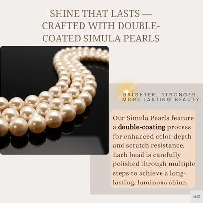 Fashion 21 Women's Faux Pearl Three Multi-Strand Statement Necklace and Earrings Set - color: Pink Mix