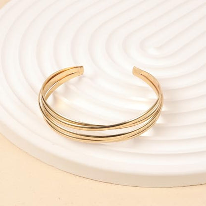 AOZEL Gold Bangle Cuff Bracelets for Women Trendy Chunky Adjustable Twist Love Textured Bracelet Jewelry Gifts - color: Gold Twisted