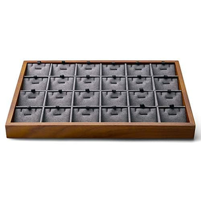 Oirlv Wooden Jewelry Tray,Jewelry Drawer Organizer,Necklace Display Tray | Stackable Design,Organizing and Presentinge Legantly on Dressers&in Dresser,Keeps Necklaces and Pendants Flat and Untangled - color: Grey 24 grid necklace/pendant jewelry tray