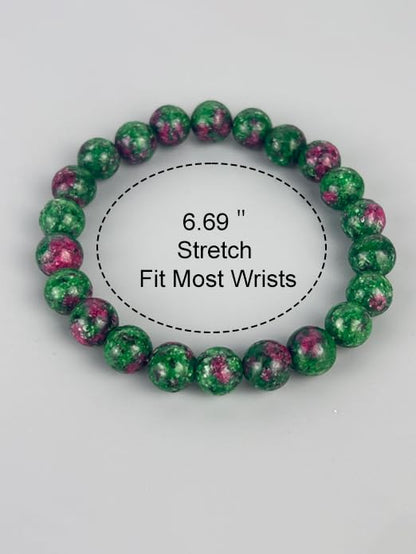 Red Green Natural Stone Bracelet - Quartz Lava Tiger Eye Beads for Women Men, Adjustable Yoga Stress Relief Jewelry, Creative Couple Gift