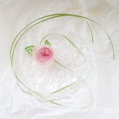 Black Choker Camellia Flower Lace-up Necklace For Women - color: Pink foliage flowers