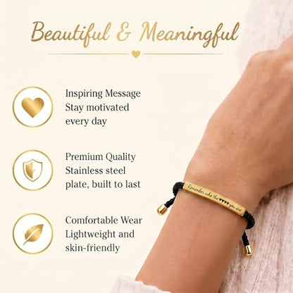 Frodete Dont Let The Hard Days Win Bracelet Inspirational Gifts for Women Adjustable Braided Tube Bracelet Gifts for Friends - color: A2:black gold