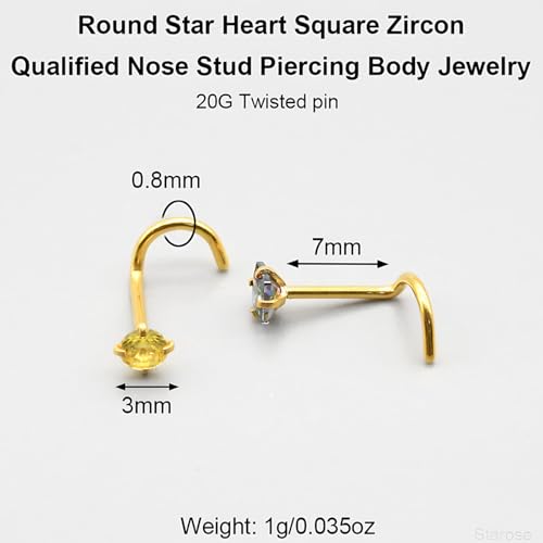 8 Pcs-Pack, Crystal Nose Studs, 20G Stainless Steel, 3mm Zircon, Multiple Shapes Zircon Labret Nose Piercing Ear Jewelry - color: Dark Blue