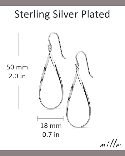 Milla Dainty Silver Drop Earrings for Women and Dangling Gold Earrings | Hypoallergenic, Easy to Wear, Available in 14K Gold, Rose Gold, or Silver Plated Finish, Different Designs - color: Teardrop / Sterling Silver Plated