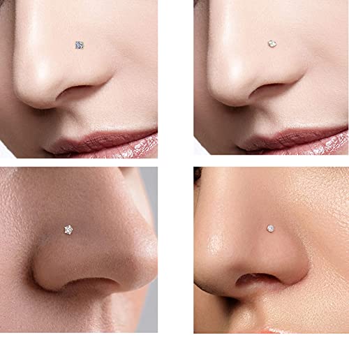 Nose Rings & Studs - 18g, 20g, 22g 14K Gold Bone Nose Studs for Women in Titanium Steel - color: 20g 5pcs Gold Screw Shaped 316L Surgical Steel