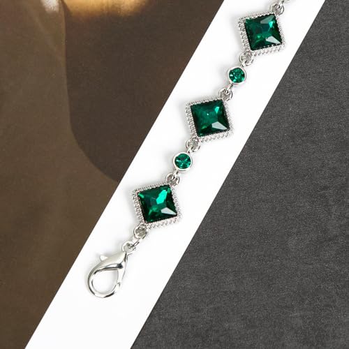 ILuvatar Green Glass Diamond Chain Belt - Metal Women's Western Style Dress Belt - color: Green-s