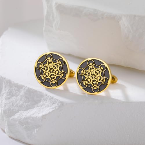Cufflinks for Men Delicate Stainless Steel Wedding Business Cufflinks Gifts for Groom Husband French Shirt Accessories - style: Geometric-Gold