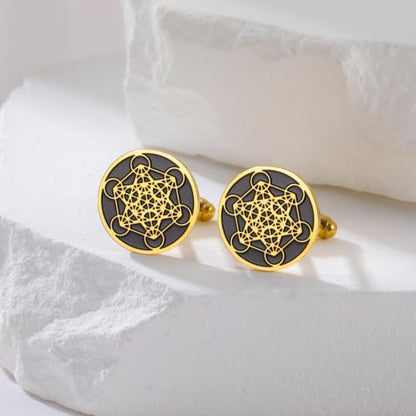 Cufflinks for Men Delicate Stainless Steel Wedding Business Cufflinks Gifts for Groom Husband French Shirt Accessories - style: Geometric-Gold