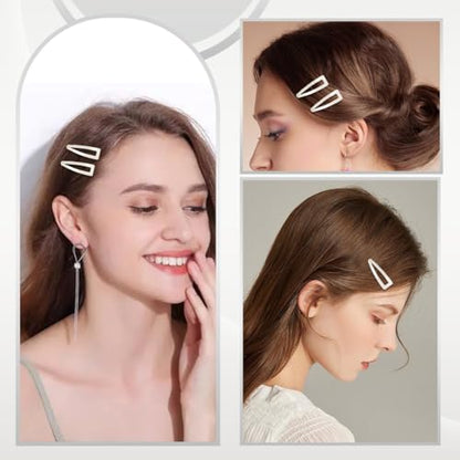 20 Pcs Snap Hair Clips for Women Snap Hair Barrettes Double Grip Hair Clips 3 Prong Clips for Hair Barrettes for Women Girls (Silver) - color: Silver