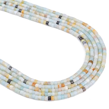 BEADIA Natural Amazonite Spacer Beads Caps Flat Round Loose Beads for Beading Jewelry Making 3mmx2mm 38cm - color: Amazonite, size: Flat Round 3mm x 2mm