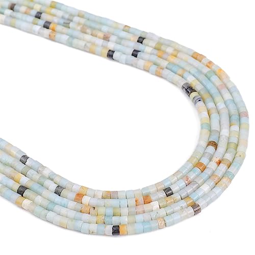 BEADIA Natural Amazonite Spacer Beads Caps Flat Round Loose Beads for Beading Jewelry Making 3mmx2mm 38cm - color: Amazonite, size: Flat Round 3mm x 2mm