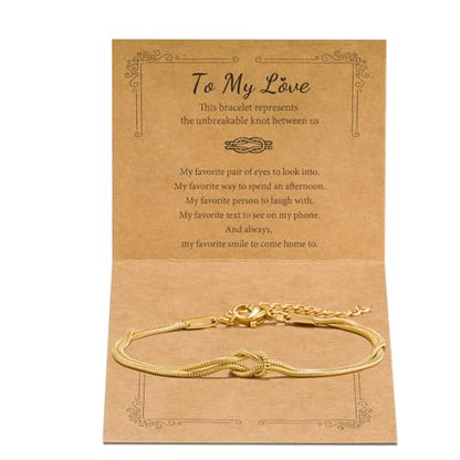 Matching Bracelets for Couples Love Knot Bracelet Pinky Promise Soulmate Relationship Friendship Bracelets Forever Infinity Jewelry Gifts for Women Her Him - style: LOVE-G