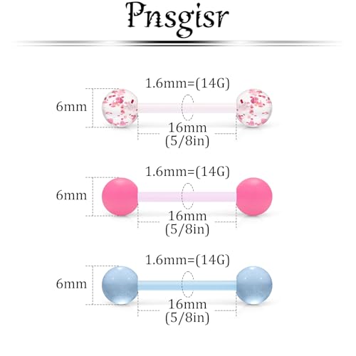 14G 14/16mm Plastic Nipple Piercing Jewelry Tongue Rings Glow in The Dark Bridge Barbells for Women Men Surgery - size: 14g*16mm