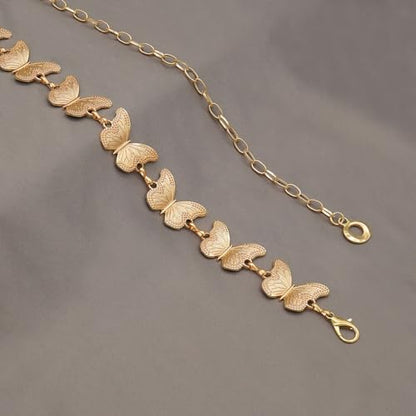 Waist Chain Belts Women Girls Metal Belly Link | Adjustable Waist Belt for Jeans and Dress - color: Gold Butterfly, size: S: 41.3 in