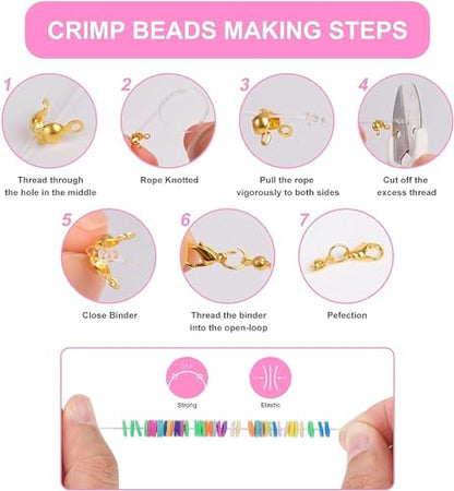 16300 4mm Glass Seed Beads for Bracelet Making Kit with Letter Beads | Friendship Bracelet, Clay Heishi Disc Beads Charms Elastic String for Concert Jewelry Making DIY Creative Gift - color: 16300