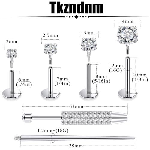 18/16g Flat Back Earrings Lip Rings Stud Jewelry Surgical Steel - color: Surgical Steel, size: 16g