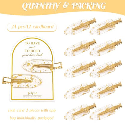 No Bend Hair Clips 24PCS No Crease Hair Clip for Styling Gold Glitter Bridesmaid Hair Clips for Makeup Get Ready Hair Setting Clips for Bangs Bridesmaid Proposal Gifts(24 pcs/12 cards) - color: 24Pcs（12 Cards）Gold Glitter hair clips