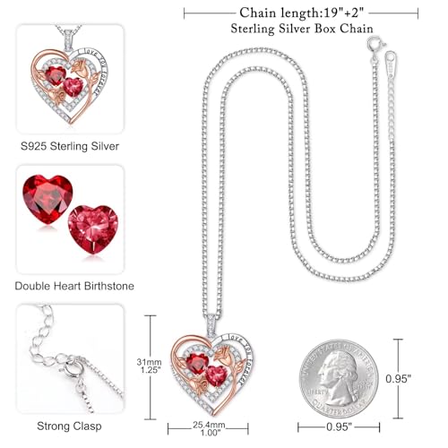Iefil Birthstone Necklace for Women - Sterling Silver Birthstone Necklace, Anniversary Birthday Gifts for Wife Girlfriend Mom - color: 01-07-Jan-Jul Birthstone