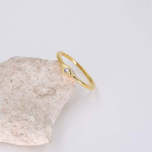 LEMON GRASS Sterling Silver Evil Eye Dainty Ring - color: 18K Yellow Gold Plating