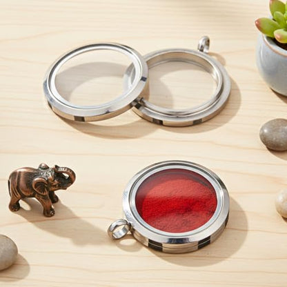 Locket Necklace, 4 Packs Stainless Steel 30mm/1.18" Diameter Glass Locket Pendant Charm, DIY Round Locket, Suitable for Women Friendship Memory Necklace