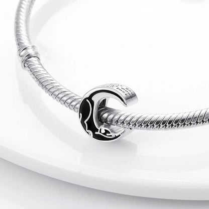 Vegas Safety Chain Sun Birthday Mom Camera Dog God Psalm Bead Pendant 925 Sterling Silver Dangle Compatible With Pandora Moments Charm Bracelet - style: I Love You To The Moon And Back Black Cat Kitten