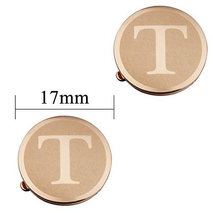 HAWSON Men's Letter Initial Button Cover Cufflinks Letter Rose Gold/Silver Suitable for Formal Business Shirt Letter A-Z - color: Rose Gold Color - T