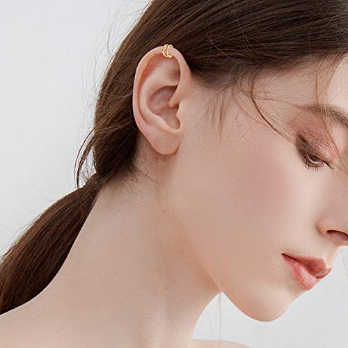 YFN Ear Cuff Wrap Earrings 925 Sterling Silver Non Pierced Cartilage Earring for Women Jewelry Gifts - color: gold