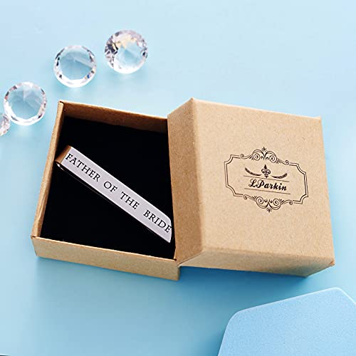 Father of the Bride and Groom Gifts - Wedding Tie Clips for Groomsmen From the Bride - Stainless Steel Tie Bars - color: Father of The Bride-White