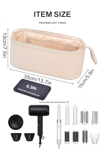 TeeYee Nylon Hair Tools Travel Bag for Dyson Airwrap Quilted Toiletry Bag | Travel Storage Bag for Shark Flexstyle/Curling Iron,Water-repellent,Wide-open,Well-structured,Heat-safe lining,001khaki - color: Khaki