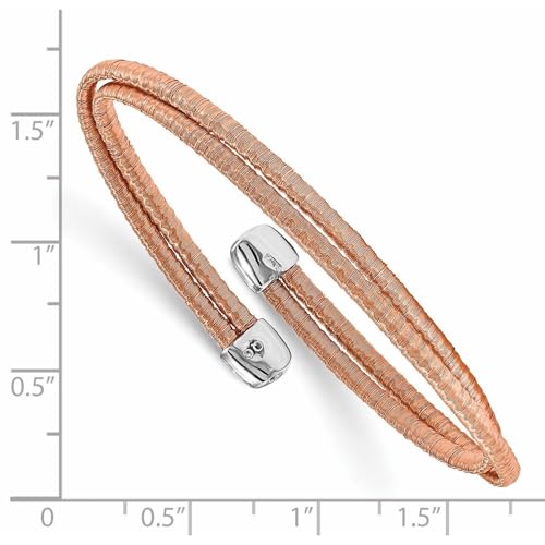 Diamond2Deal 925 Sterling Silver Rose-tone Flexible Cuff Bangle Bracelet