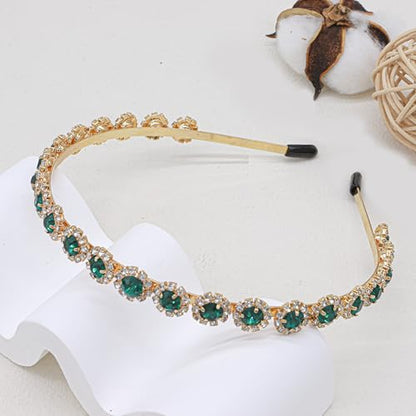 Bridal Headpiece Wedding Headband with Crystal and Hair Accessories (Green, 5.5'') - color: Green