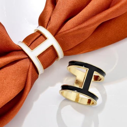 SYWDUDUCLT Scarf Ring for Women's Shawl, Silk Neckerchief, Tshirt, Gold/Sivler, S/M/L, 2 Pcs - style: I-Style