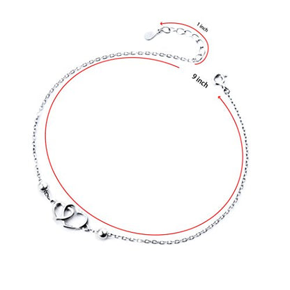 Anklet for Women 925 Sterling Silver Foot Adjustable Ankle Bracelet Jewelry - style: Double Heart