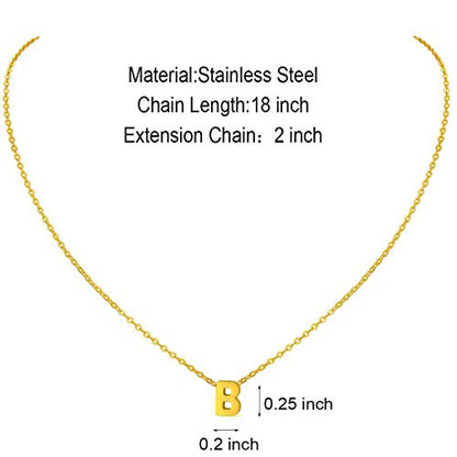 MOMOL Tiny Initial Necklace 18K Gold Plated Small Letter Necklace Personalized Name Necklace for Women - color: Gold B