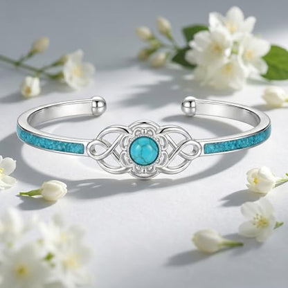 Cuff Bracelet for Women Infinity Open Bangle Adjustable Bracelet Jewelry for Her - color: Turquoise