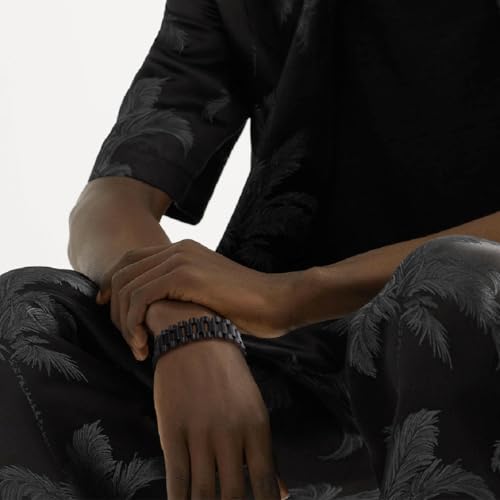 ChainsHouse Men Stainless Steel Bracelet Adjustable Custom ID Engraved Gift | Personalized Silver/Gold/Black for Birthday Father Husband Boyfriend with Gift Box Adjustable Tool 10mm/15mm/15.5mm 8.3"/8.7" - color: O.15.5mm Width-Black-No Custom