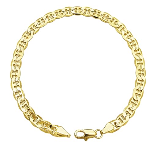 Gold Electroplated Anklet, Made in Korea - style: Concave Mariner Chain