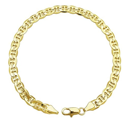 Gold Electroplated Anklet, Made in Korea - style: Concave Mariner Chain