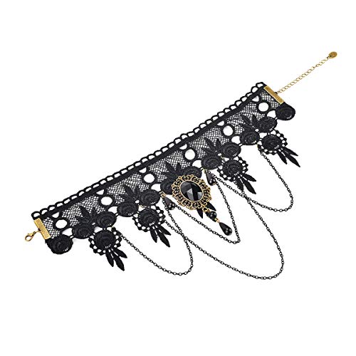 iWenSheng Halloween Costumes Jewelry for Women - Steampunk Black Lace Choker Necklace Gothic Jewelry Accessories, Vampire Choker Necklace Costume for Teen Girls - color: 1#