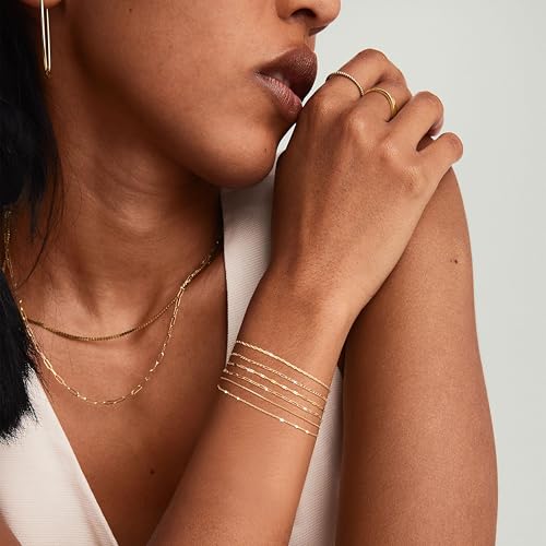 Freekiss Gold Stack Bracelets for Women | Dainty Thin Bracelet Set Trendy 14K Gold Plated Waterproof Bracelets for Women - style: 6pcs rope lip-GD