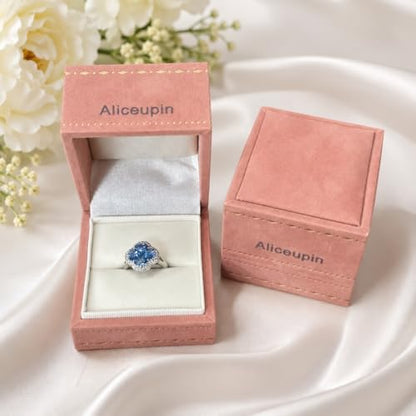 Green/Blue Zircon 4-Leaf Clover Jewelry Set – Necklace, Ring, Earrings – Women's Wedding & Evening Gift for Wife, Girlfriend, Mother – Comes with Gift Box - color: Blue Ring