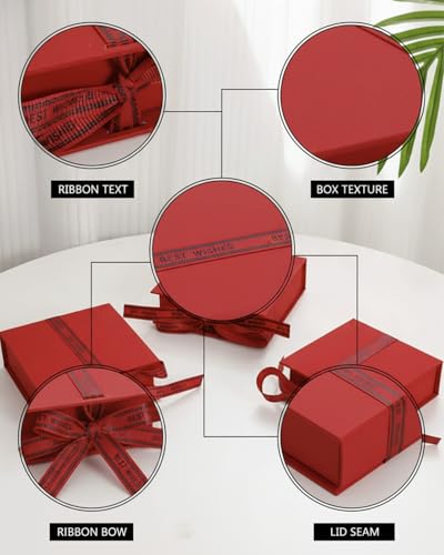 Flip Up Jewelry Gift Box, 12 Pack Velvet Lined Earring Box with Ribbon, Necklace & Bracelet Packaging, Small Jewelry Organizer, Ring & Bracelet Box, Travel Jewelry Case, 4.2 x 4 x 1.38 Inches (Red) - color: Red