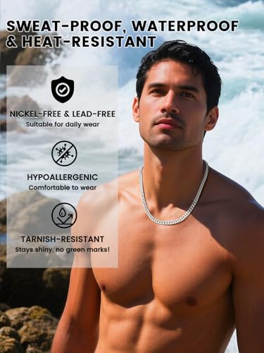 Bestyle Thick Stainless Steel Mens Cuban Link Chain, Black/Gold Chain for Men, No Tarnish & Durable Men Chain Necklace, 5/7/9/12mm Wide, 18"-30" Long, Gift Package - style: a. 12mm-Stainless Steel