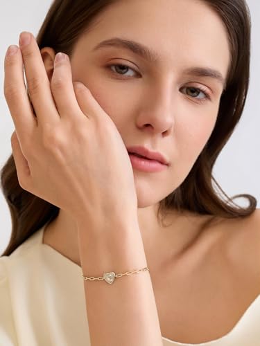 Gold Initial Bracelet For Women, 14k Gold Letter Bracelets | Adjustable Stacking Bracelets Jewelry Gift For Women, Valentines Mother Christmas Jewelry for Women Her 6.5-8 Inch - color: L