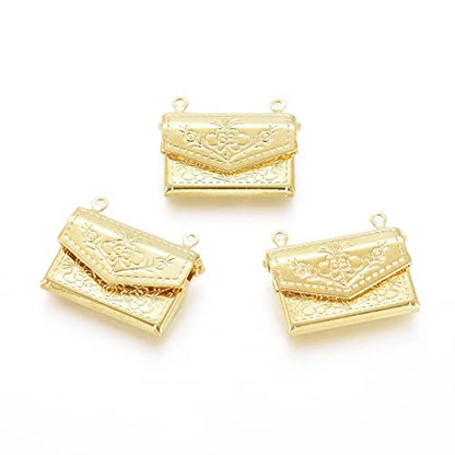 Beadthoven 20pcs Fashion Handbag Shaped Locket Pendants Gold Plated Brass Photo Frame Charms Photo Holder Memory Locket Pendants for DIY Necklace Jewelry Making - color: Gold-Bag Shape
