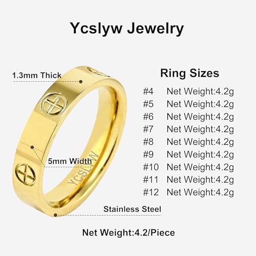 YCSLYW Ladies Stainless Steel Ring Love Friendship Ring Golden high polishing, low allergy Wedding Jewelry Valentine's Day Birthday Gift, 5-10 - color: Gold, size: 6
