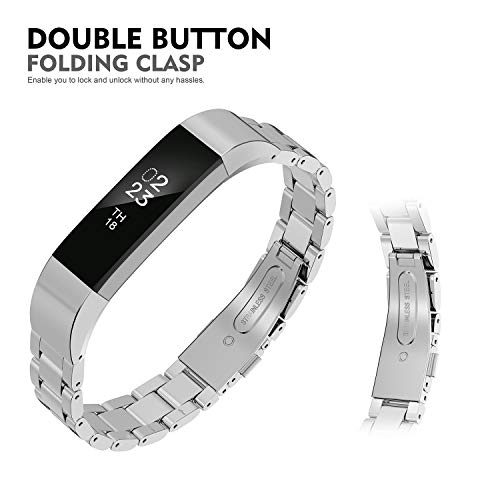 Compatible with Alta Bands Metal, Special Edition Replacement for Alta HR Stainless Steel Bands Adjustable Accessory Wristband Small Large for Alta Bracelet Women Men - color: Q1-03 Metal-Silver
